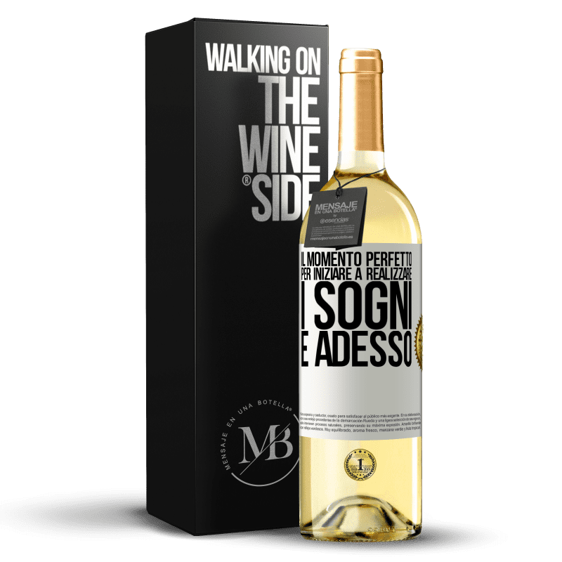 29,95 € Spedizione Gratuita | Vino bianco Edizione WHITE Il momento perfetto per iniziare a realizzare i sogni è adesso Etichetta Bianca. Etichetta personalizzabile Vino giovane Raccogliere 2023 Verdejo