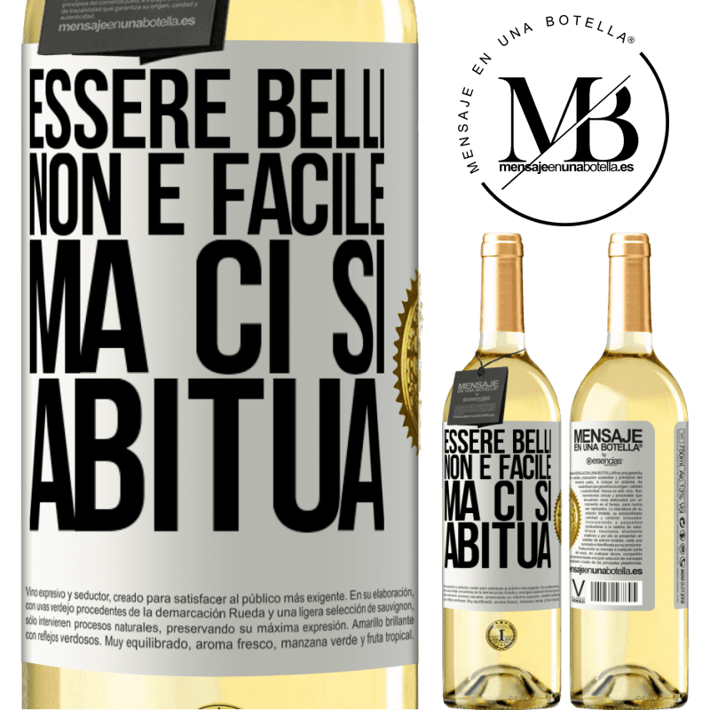 29,95 € Spedizione Gratuita | Vino bianco Edizione WHITE Essere belli non è facile, ma ci si abitua Etichetta Bianca. Etichetta personalizzabile Vino giovane Raccogliere 2024 Verdejo