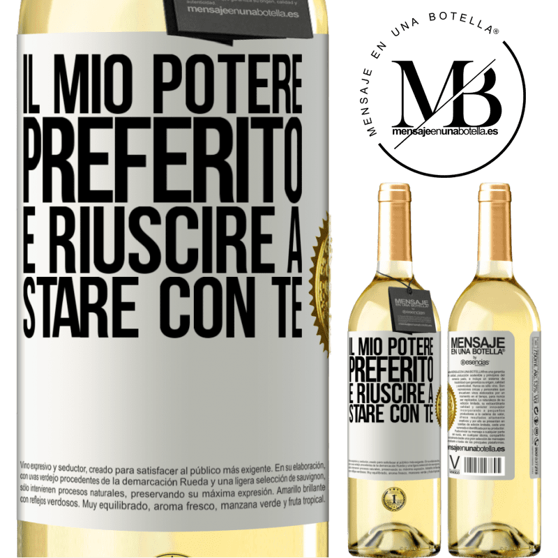 29,95 € Spedizione Gratuita | Vino bianco Edizione WHITE Il mio potere preferito è riuscire a stare con te Etichetta Bianca. Etichetta personalizzabile Vino giovane Raccogliere 2023 Verdejo