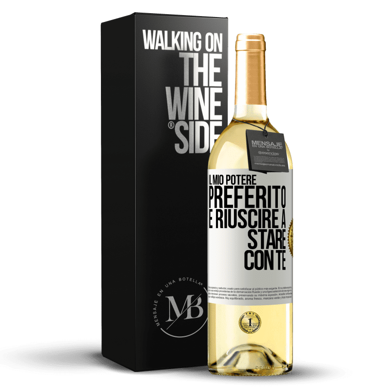 29,95 € Spedizione Gratuita | Vino bianco Edizione WHITE Il mio potere preferito è riuscire a stare con te Etichetta Bianca. Etichetta personalizzabile Vino giovane Raccogliere 2024 Verdejo