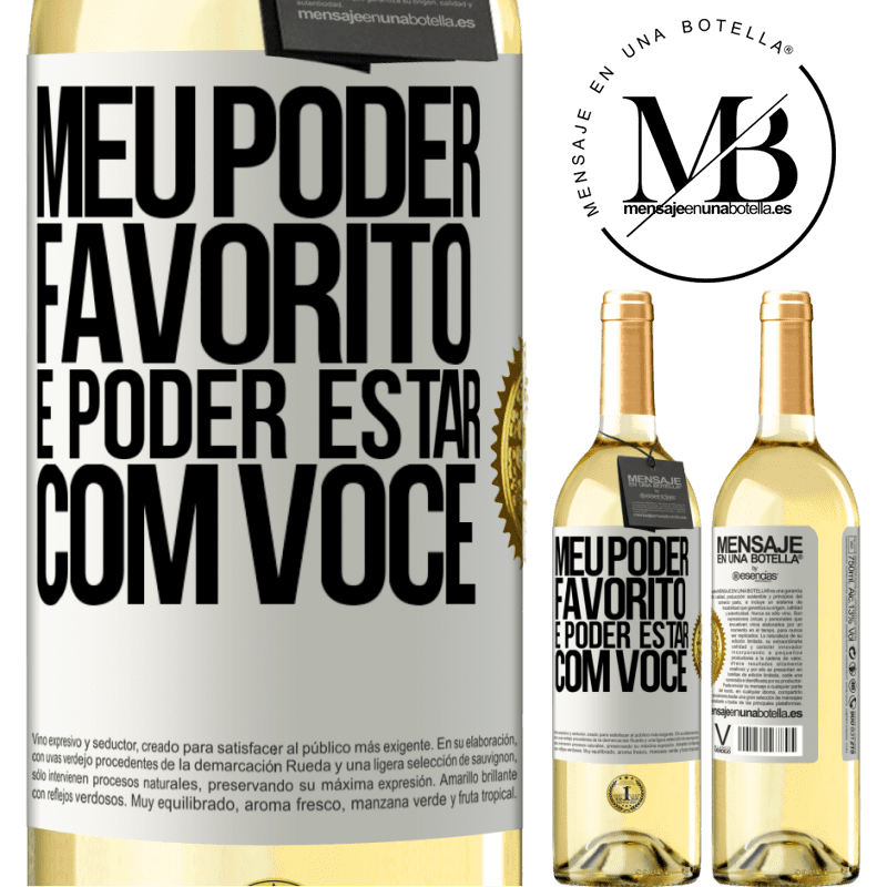 29,95 € Envio grátis | Vinho branco Edição WHITE Meu poder favorito é poder estar com você Etiqueta Branca. Etiqueta personalizável Vinho jovem Colheita 2023 Verdejo