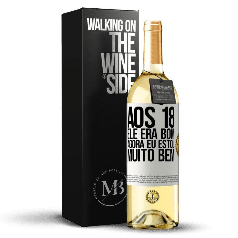 29,95 € Envio grátis | Vinho branco Edição WHITE Aos 18 ele era bom. Agora eu estou muito bem Etiqueta Branca. Etiqueta personalizável Vinho jovem Colheita 2024 Verdejo