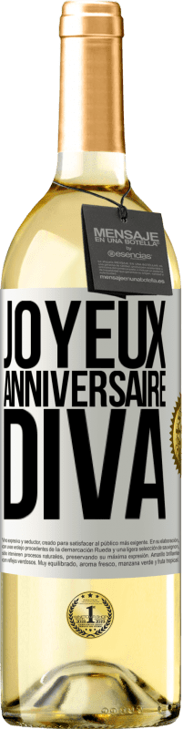 29,95 € Envoi gratuit | Vin blanc Édition WHITE Joyeux anniversaire, Diva Étiquette Blanche. Étiquette personnalisable Vin jeune Récolte 2023 Verdejo