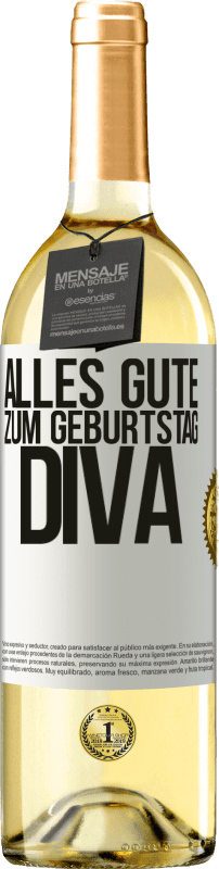 29,95 € Kostenloser Versand | Weißwein WHITE Ausgabe Alles Gute zum Geburtstag Diva Weißes Etikett. Anpassbares Etikett Junger Wein Ernte 2023 Verdejo