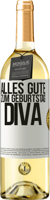 29,95 € Kostenloser Versand | Weißwein WHITE Ausgabe Alles Gute zum Geburtstag Diva Weißes Etikett. Anpassbares Etikett Junger Wein Ernte 2024 Verdejo