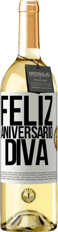 29,95 € | Vinho branco Edição WHITE Feliz aniversário Diva Etiqueta Branca. Etiqueta personalizável Vinho jovem Colheita 2023 Verdejo