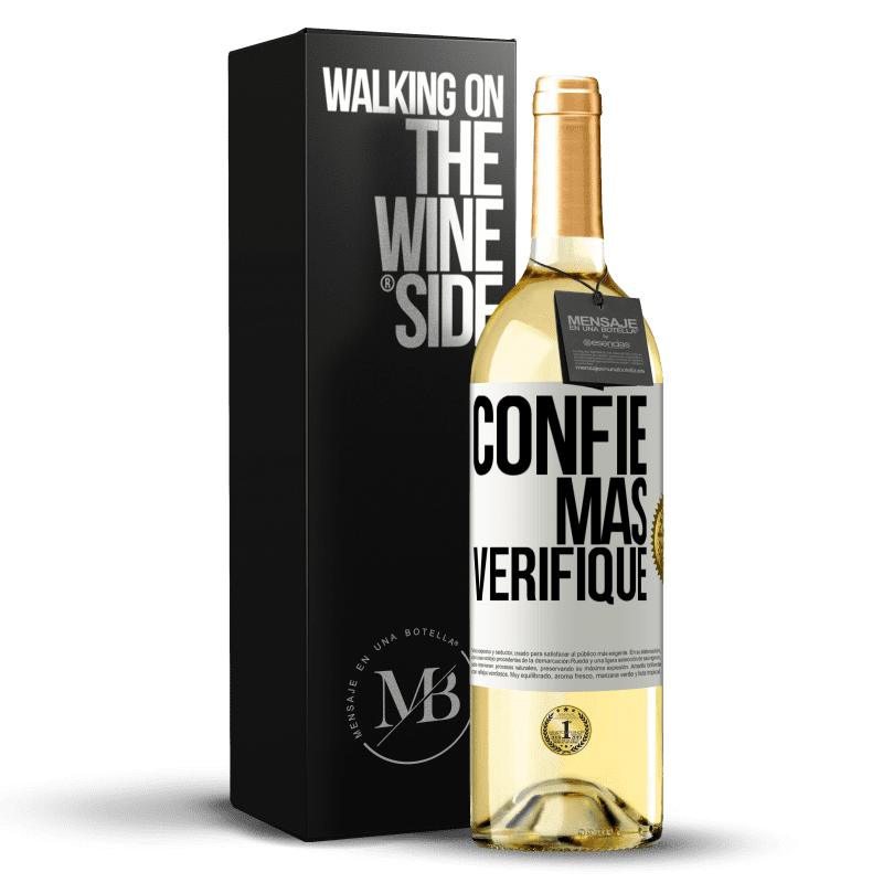 29,95 € Envio grátis | Vinho branco Edição WHITE Confie, mas verifique Etiqueta Branca. Etiqueta personalizável Vinho jovem Colheita 2024 Verdejo