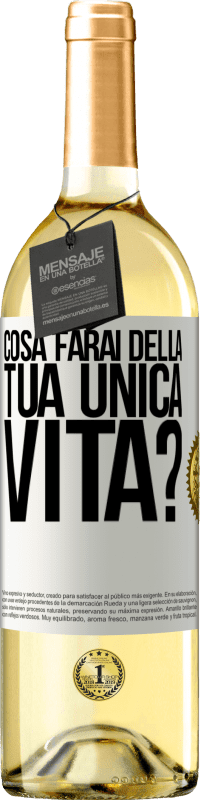 Spedizione Gratuita | Vino bianco Edizione WHITE Cosa farai della tua unica vita? Etichetta Bianca. Etichetta personalizzabile Vino giovane Raccogliere 2023 Verdejo