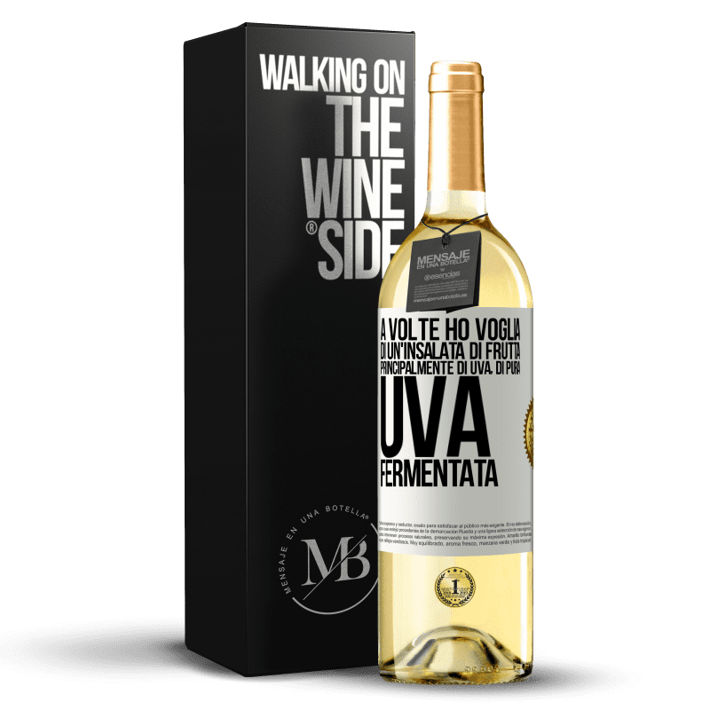 29,95 € Spedizione Gratuita | Vino bianco Edizione WHITE A volte ho voglia di un'insalata di frutta, principalmente di uva, di pura uva fermentata Etichetta Bianca. Etichetta personalizzabile Vino giovane Raccogliere 2025 Verdejo