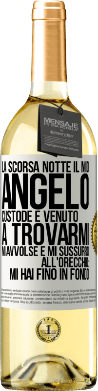 29,95 € | Vino bianco Edizione WHITE La scorsa notte il mio angelo custode è venuto a trovarmi. Mi avvolse e mi sussurrò all'orecchio: mi hai fino in fondo Etichetta Bianca. Etichetta personalizzabile Vino giovane Raccogliere 2025 Verdejo