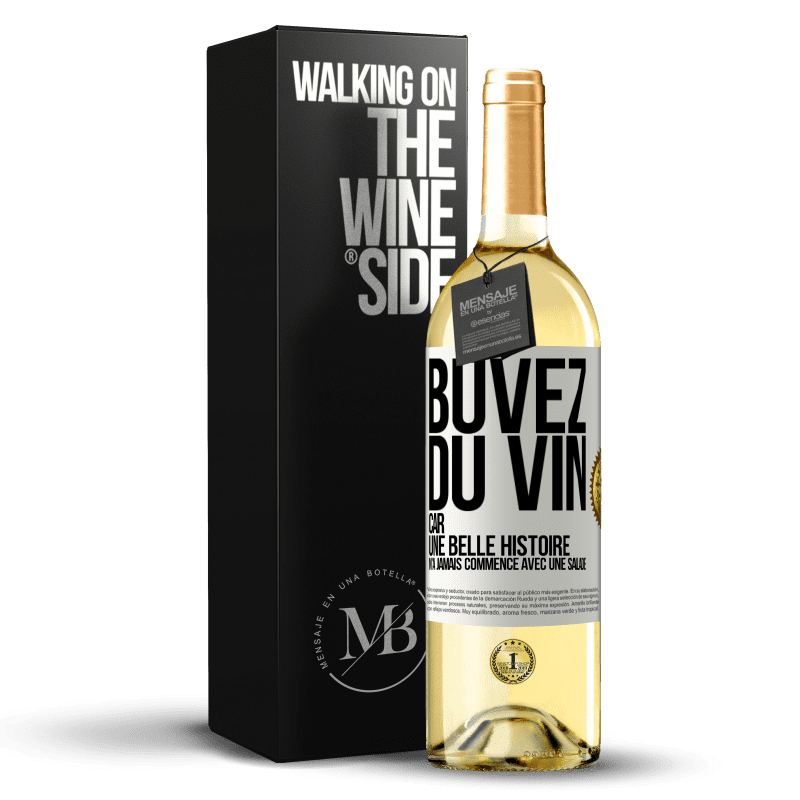 29,95 € Envoi gratuit | Vin blanc Édition WHITE Buvez du vin, car une belle histoire n'a jamais commencé avec une salade Étiquette Blanche. Étiquette personnalisable Vin jeune Récolte 2023 Verdejo