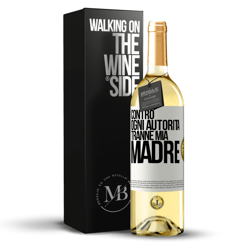 29,95 € Spedizione Gratuita | Vino bianco Edizione WHITE Contro ogni autorità ... tranne mia madre Etichetta Bianca. Etichetta personalizzabile Vino giovane Raccogliere 2023 Verdejo