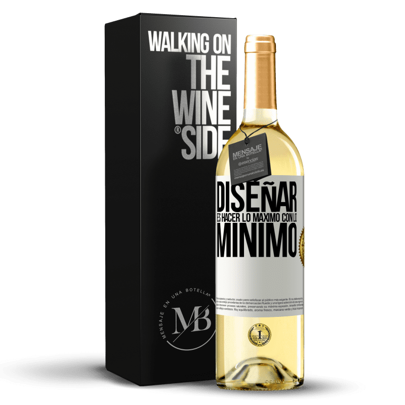 29,95 € Envío gratis | Vino Blanco Edición WHITE Diseñar es hacer lo máximo con lo mínimo Etiqueta Blanca. Etiqueta personalizable Vino joven Cosecha 2023 Verdejo