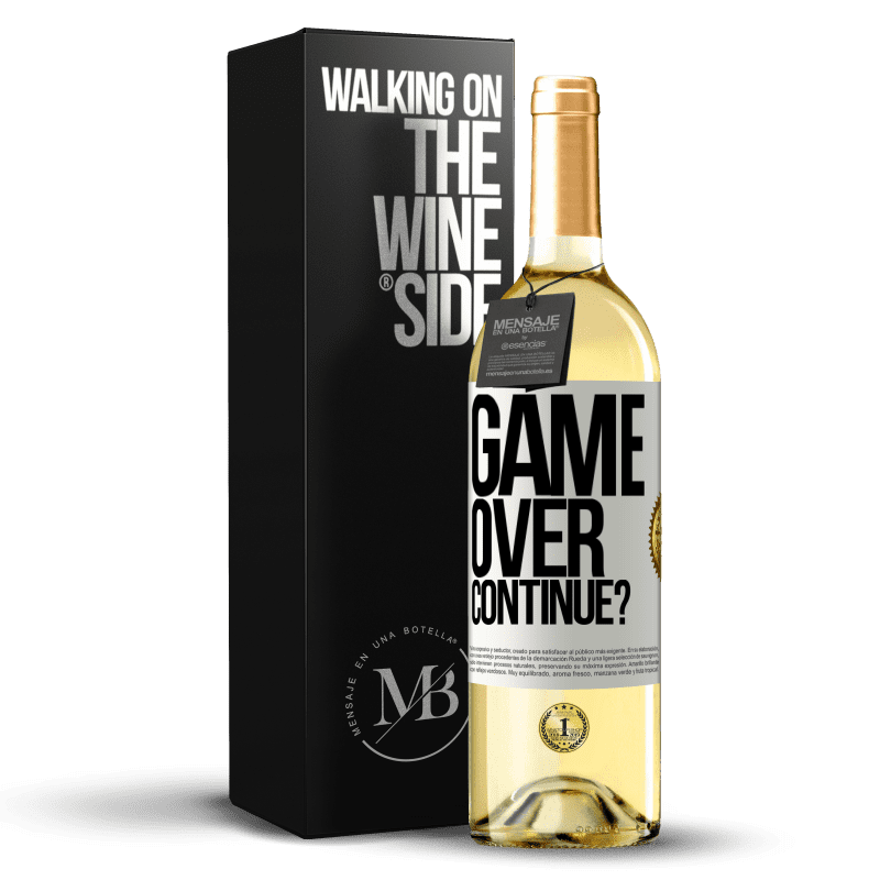 29,95 € Envío gratis | Vino Blanco Edición WHITE GAME OVER. Continue? Etiqueta Blanca. Etiqueta personalizable Vino joven Cosecha 2024 Verdejo