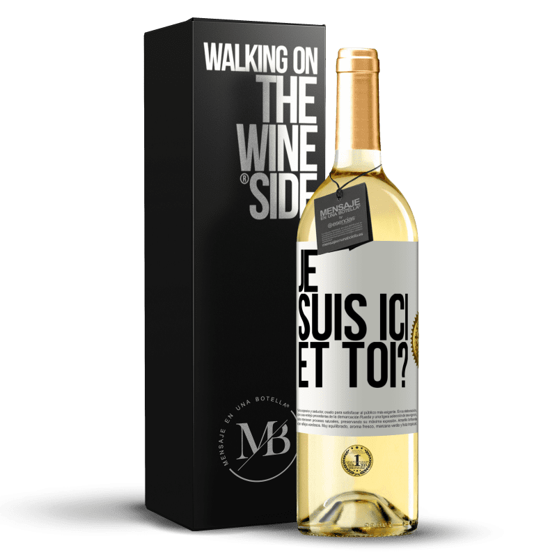 29,95 € Envoi gratuit | Vin blanc Édition WHITE Je suis ici. Et toi? Étiquette Blanche. Étiquette personnalisable Vin jeune Récolte 2023 Verdejo