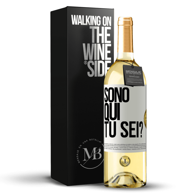 29,95 € Spedizione Gratuita | Vino bianco Edizione WHITE Sono qui. Tu sei? Etichetta Bianca. Etichetta personalizzabile Vino giovane Raccogliere 2023 Verdejo