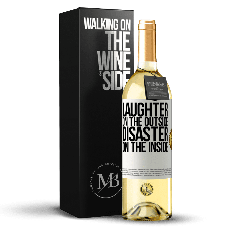 29,95 € Free Shipping | White Wine WHITE Edition Laughter on the outside, disaster on the inside White Label. Customizable label Young wine Harvest 2025 Verdejo