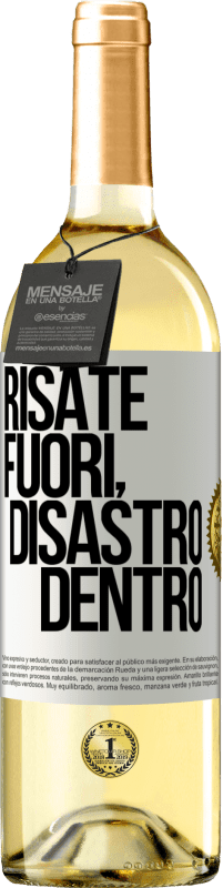 Spedizione Gratuita | Vino bianco Edizione WHITE Risate fuori, disastro dentro Etichetta Bianca. Etichetta personalizzabile Vino giovane Raccogliere 2023 Verdejo