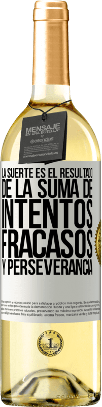 29,95 € | Vino Blanco Edición WHITE La suerte es el resultado de la suma de intentos, fracasos y perseverancia Etiqueta Blanca. Etiqueta personalizable Vino joven Cosecha 2025 Verdejo