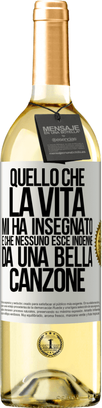 29,95 € | Vino bianco Edizione WHITE Quello che la vita mi ha insegnato è che nessuno esce indenne da una bella canzone Etichetta Bianca. Etichetta personalizzabile Vino giovane Raccogliere 2024 Verdejo