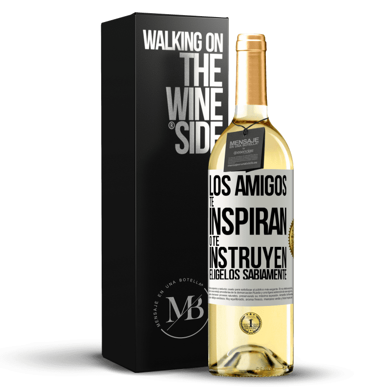 29,95 € Envío gratis | Vino Blanco Edición WHITE Los amigos te inspiran o te instruyen. Elígelos sabiamente Etiqueta Blanca. Etiqueta personalizable Vino joven Cosecha 2023 Verdejo