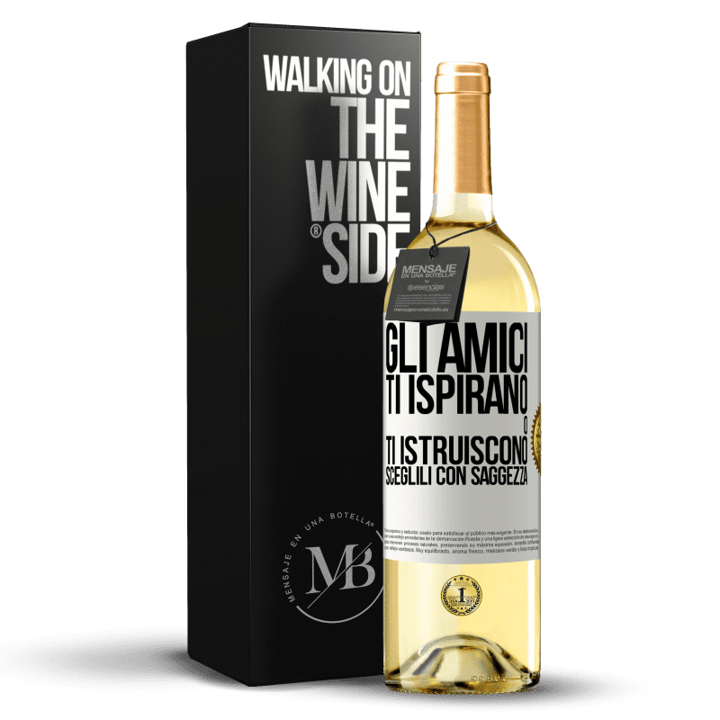 29,95 € Spedizione Gratuita | Vino bianco Edizione WHITE Gli amici ti ispirano o ti istruiscono. Sceglili con saggezza Etichetta Bianca. Etichetta personalizzabile Vino giovane Raccogliere 2023 Verdejo