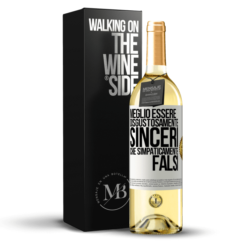 29,95 € Spedizione Gratuita | Vino bianco Edizione WHITE Meglio essere disgustosamente sinceri che simpaticamente falsi Etichetta Bianca. Etichetta personalizzabile Vino giovane Raccogliere 2023 Verdejo