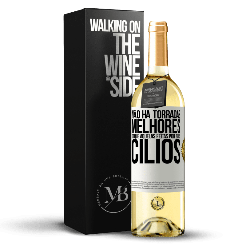 29,95 € Envio grátis | Vinho branco Edição WHITE Não há torradas melhores do que aquelas feitas por seus cílios Etiqueta Branca. Etiqueta personalizável Vinho jovem Colheita 2024 Verdejo