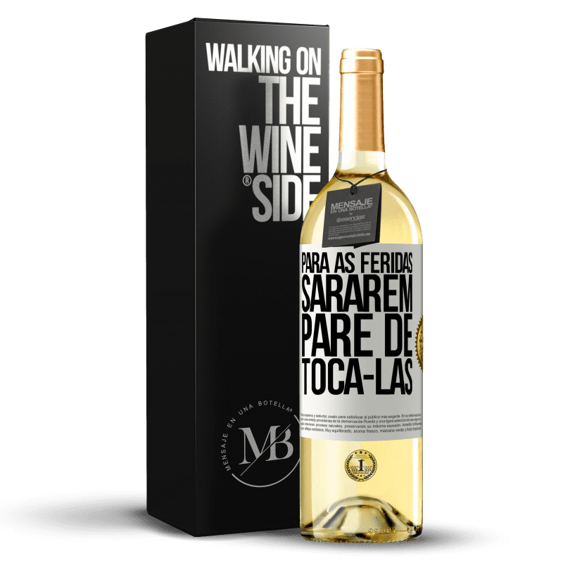 29,95 € Envio grátis | Vinho branco Edição WHITE Para as feridas sararem, pare de tocá-las Etiqueta Branca. Etiqueta personalizável Vinho jovem Colheita 2023 Verdejo