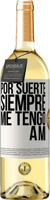 29,95 € Envío gratis | Vino Blanco Edición WHITE Por suerte siempre me tengo a mí Etiqueta Blanca. Etiqueta personalizable Vino joven Cosecha 2023 Verdejo