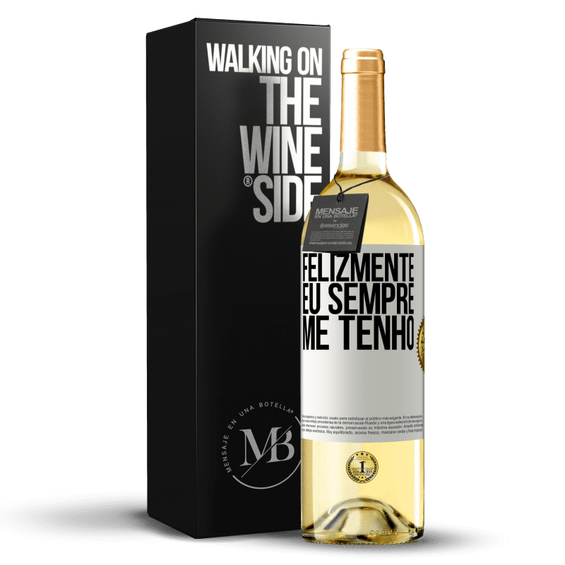 29,95 € Envio grátis | Vinho branco Edição WHITE Felizmente eu sempre me tenho Etiqueta Branca. Etiqueta personalizável Vinho jovem Colheita 2025 Verdejo