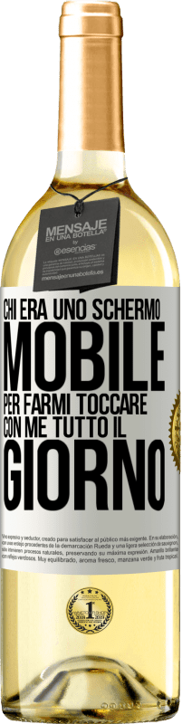 Spedizione Gratuita | Vino bianco Edizione WHITE Chi era uno schermo mobile per farmi toccare con me tutto il giorno Etichetta Bianca. Etichetta personalizzabile Vino giovane Raccogliere 2023 Verdejo