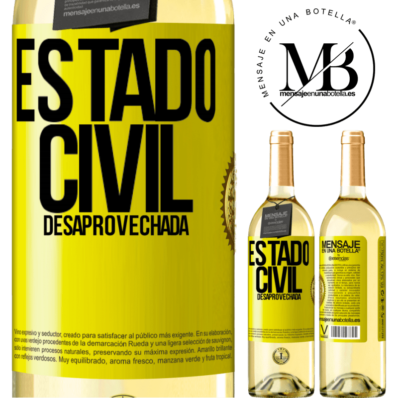 29,95 € Envío gratis | Vino Blanco Edición WHITE Estado civil: desaprovechada Etiqueta Amarilla. Etiqueta personalizable Vino joven Cosecha 2023 Verdejo