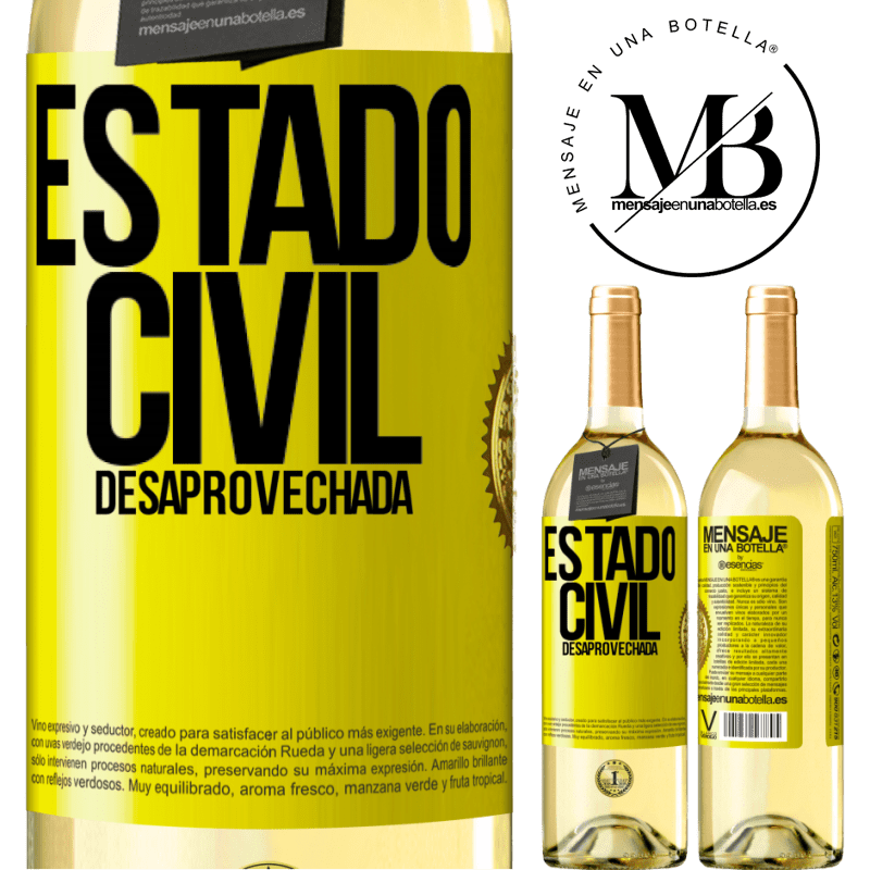 29,95 € Envío gratis | Vino Blanco Edición WHITE Estado civil: desaprovechada Etiqueta Amarilla. Etiqueta personalizable Vino joven Cosecha 2025 Verdejo