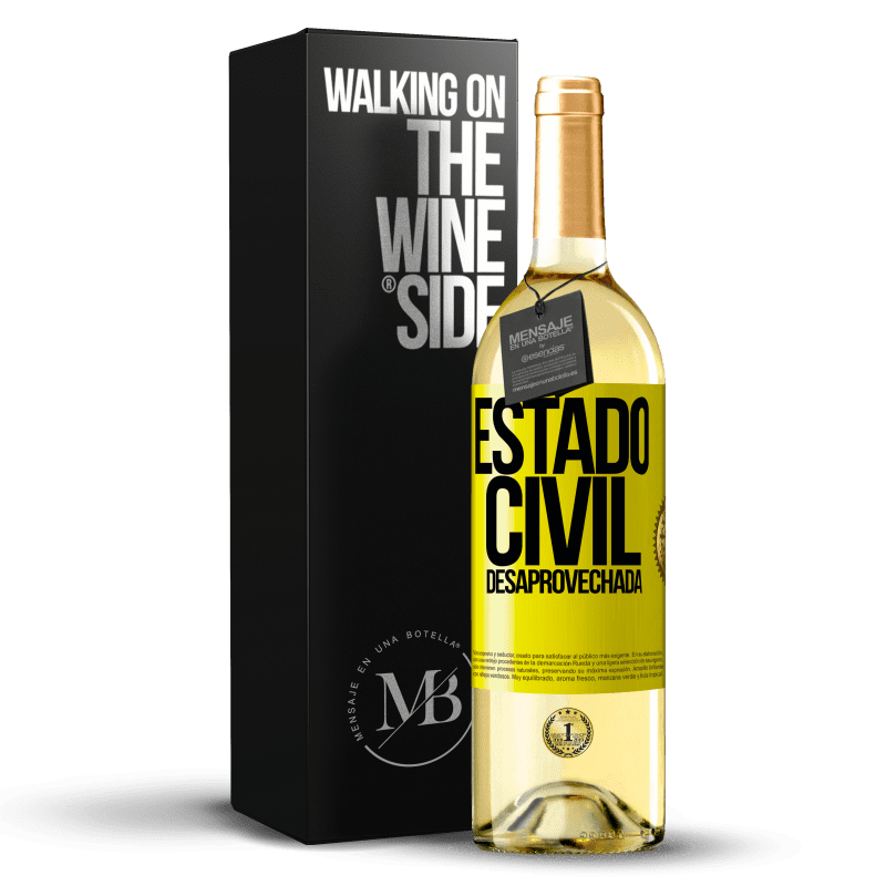 29,95 € Envío gratis | Vino Blanco Edición WHITE Estado civil: desaprovechada Etiqueta Amarilla. Etiqueta personalizable Vino joven Cosecha 2024 Verdejo