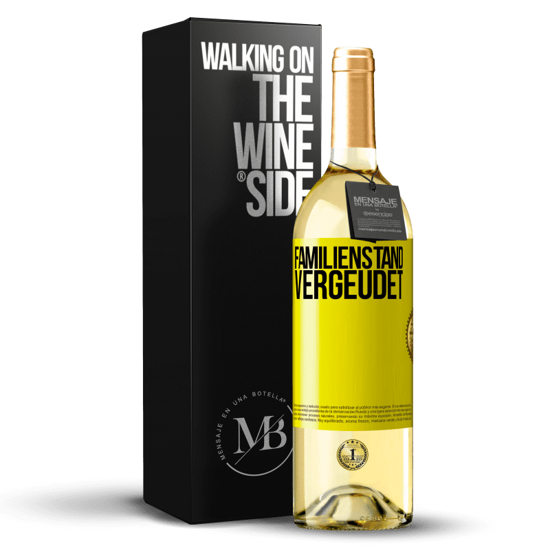 29,95 € Kostenloser Versand | Weißwein WHITE Ausgabe Familienstand: vergeudet Gelbes Etikett. Anpassbares Etikett Junger Wein Ernte 2023 Verdejo