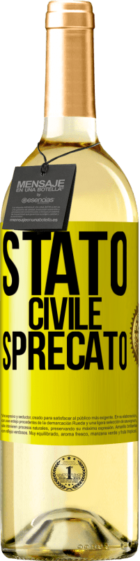 29,95 € Spedizione Gratuita | Vino bianco Edizione WHITE Stato civile: sprecato Etichetta Gialla. Etichetta personalizzabile Vino giovane Raccogliere 2025 Verdejo
