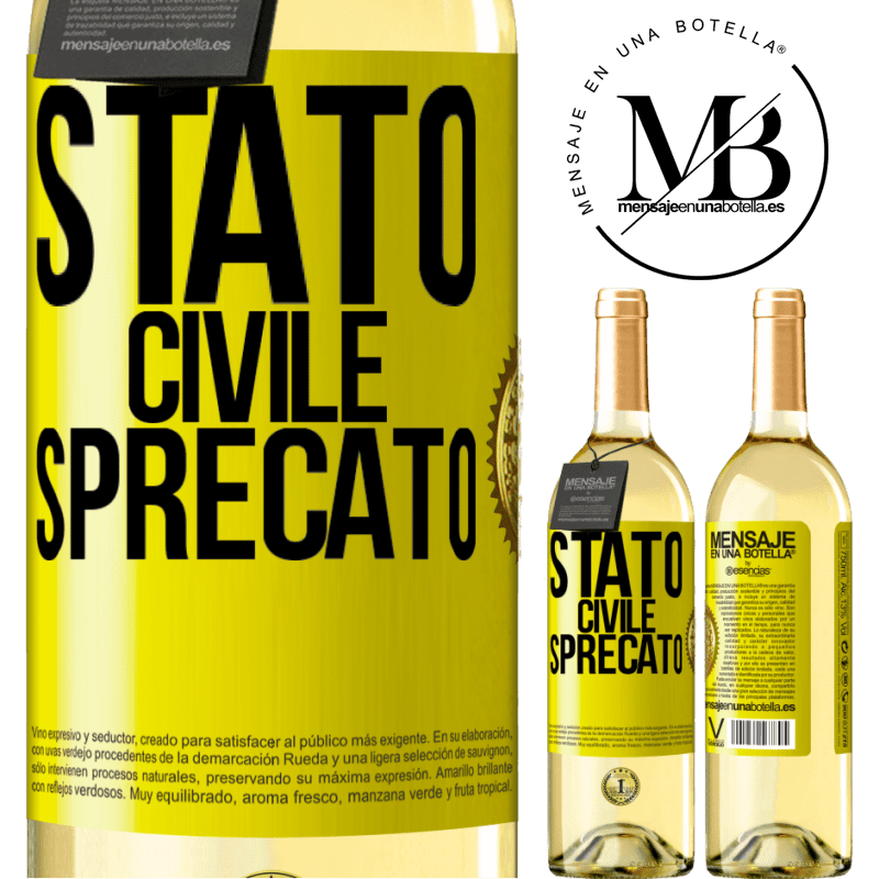 29,95 € Spedizione Gratuita | Vino bianco Edizione WHITE Stato civile: sprecato Etichetta Gialla. Etichetta personalizzabile Vino giovane Raccogliere 2023 Verdejo