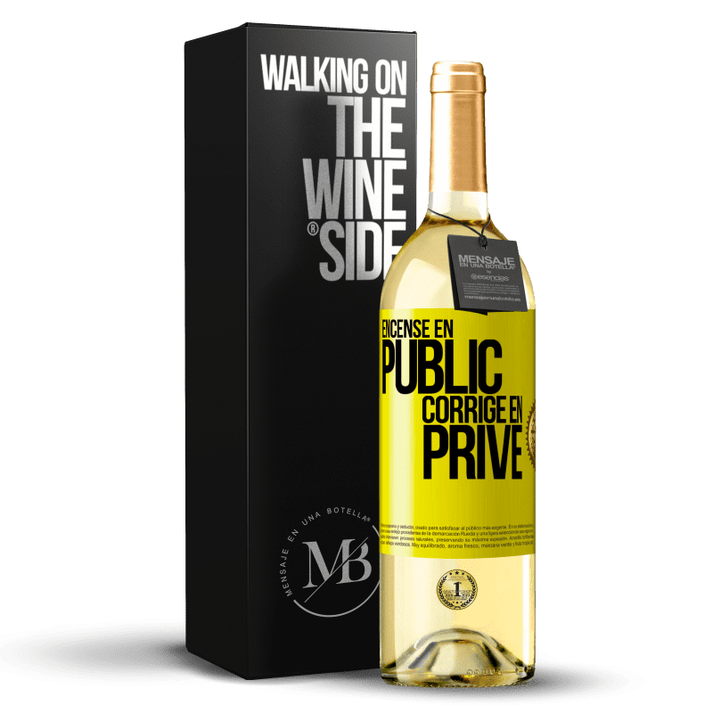 29,95 € Envoi gratuit | Vin blanc Édition WHITE Encense en public, corrige en privé Étiquette Jaune. Étiquette personnalisable Vin jeune Récolte 2023 Verdejo