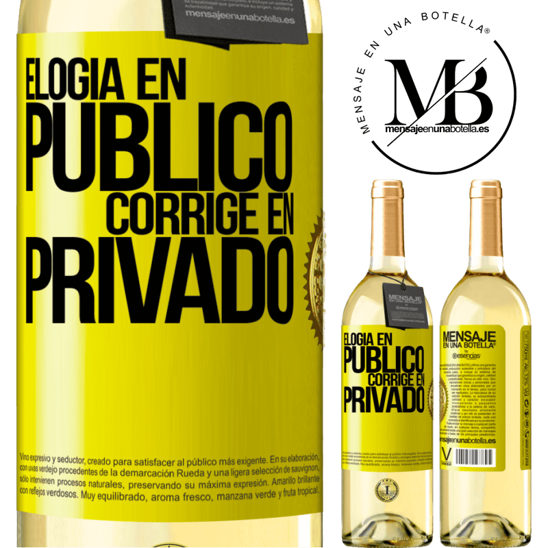 29,95 € Envoi gratuit | Vin blanc Édition WHITE Louange en public, correcte en privé Étiquette Jaune. Étiquette personnalisable Vin jeune Récolte 2022 Verdejo