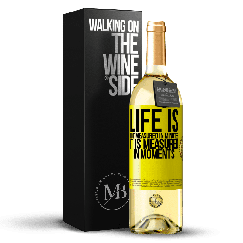 29,95 € Free Shipping | White Wine WHITE Edition Life is not measured in minutes, it is measured in moments Yellow Label. Customizable label Young wine Harvest 2024 Verdejo