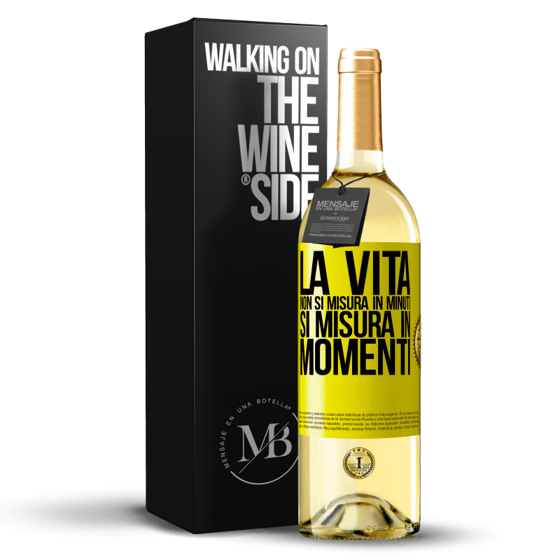 29,95 € Spedizione Gratuita | Vino bianco Edizione WHITE La vita non si misura in minuti, si misura in momenti Etichetta Gialla. Etichetta personalizzabile Vino giovane Raccogliere 2025 Verdejo