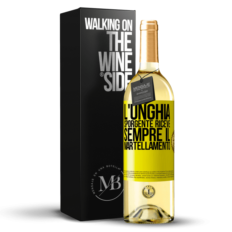 29,95 € Spedizione Gratuita | Vino bianco Edizione WHITE L'unghia sporgente riceve sempre il martellamento Etichetta Gialla. Etichetta personalizzabile Vino giovane Raccogliere 2024 Verdejo