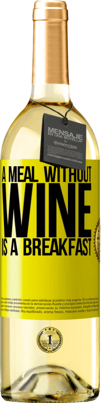 29,95 € | Белое вино Издание WHITE Еда без вина - это завтрак Желтая этикетка. Настраиваемая этикетка Молодое вино Урожай 2023 Verdejo