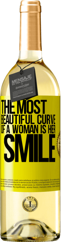 29,95 € Бесплатная доставка | Белое вино Издание WHITE Самая красивая кривая женщины - это ее улыбка Желтая этикетка. Настраиваемая этикетка Молодое вино Урожай 2023 Verdejo
