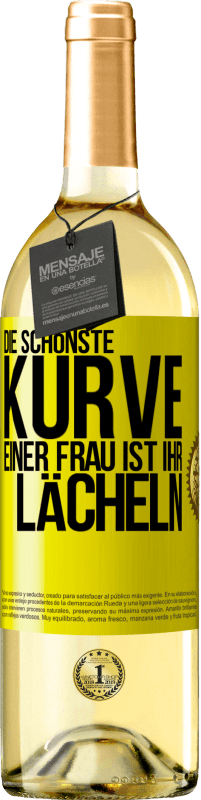 29,95 € | Weißwein WHITE Ausgabe Die schönste Kurve einer Frau ist ihr Lächeln Gelbes Etikett. Anpassbares Etikett Junger Wein Ernte 2024 Verdejo