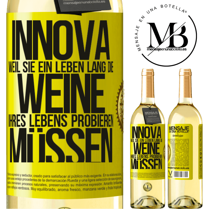 29,95 € Kostenloser Versand | Weißwein WHITE Ausgabe Innova, weil Sie ein Leben lang die Weine Ihres Lebens probieren müssen Gelbes Etikett. Anpassbares Etikett Junger Wein Ernte 2025 Verdejo