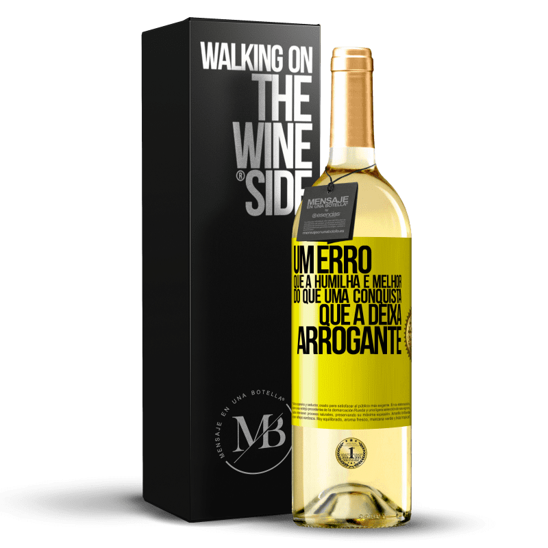 29,95 € Envio grátis | Vinho branco Edição WHITE Um erro que a humilha é melhor do que uma conquista que a deixa arrogante Etiqueta Amarela. Etiqueta personalizável Vinho jovem Colheita 2025 Verdejo