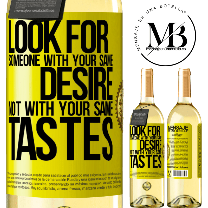 29,95 € Free Shipping | White Wine WHITE Edition Look for someone with your same desire, not with your same tastes Yellow Label. Customizable label Young wine Harvest 2025 Verdejo