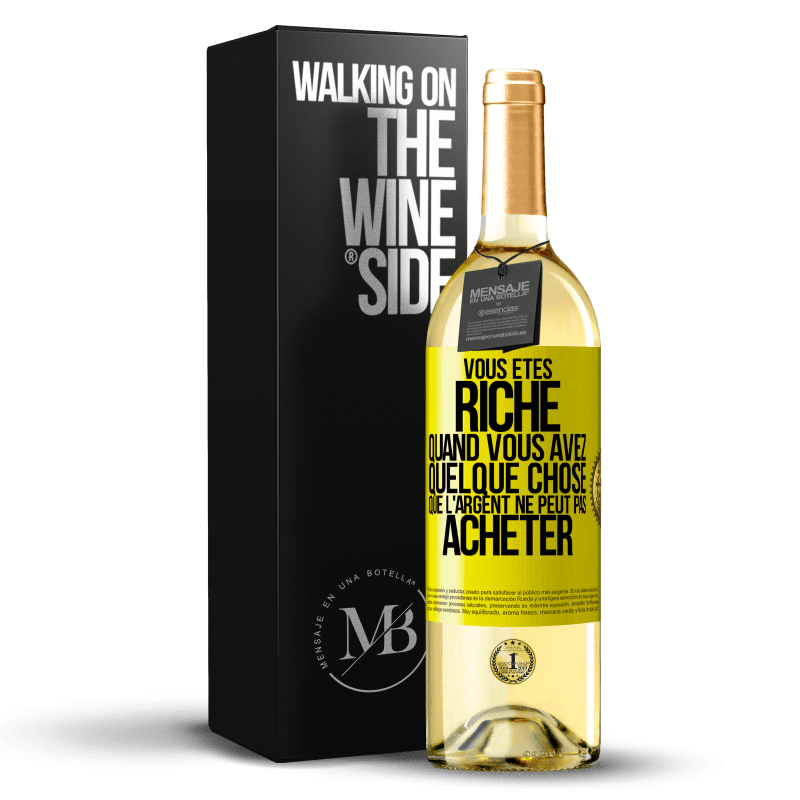 29,95 € Envoi gratuit | Vin blanc Édition WHITE Vous êtes riche quand vous avez quelque chose que l'argent ne peut pas acheter Étiquette Jaune. Étiquette personnalisable Vin jeune Récolte 2024 Verdejo